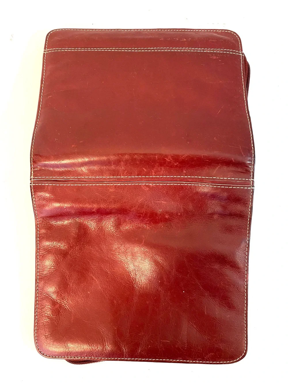 FRANKLIN COVEY Red Leather Zippered Compact Binder